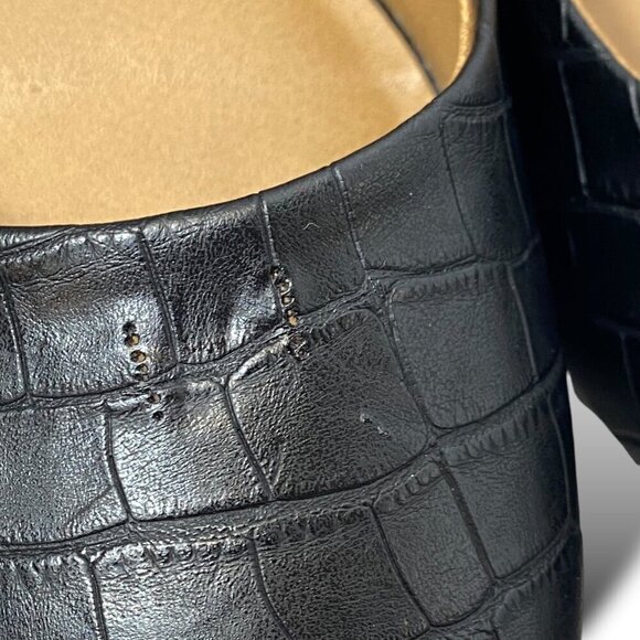 Seychelles Mia Flats Womens 10W Black Croc Embossed Faux Leather Point Toe Shoe - Picture 7 of 11